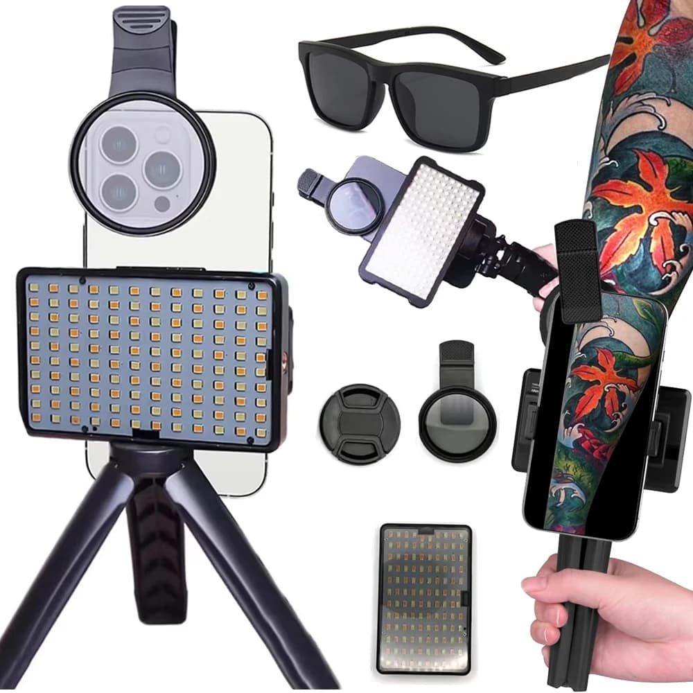120 LED Polarizing Tattoo Filter Beads Light with 52mm Cpl Mobile Lens Tattoo Vision Polarizing Glasses Photo Light