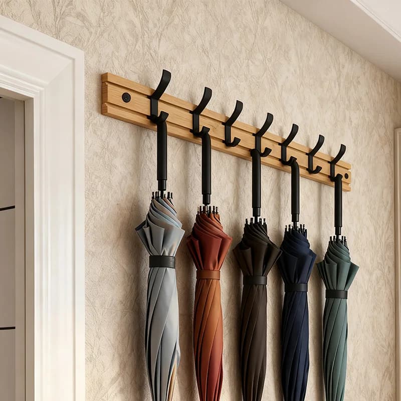 Umbrella Hooks Bedroom Furniture Coat Rack Clothes Hanger 3/4/5 Hooks Living Room Closet Bamboo Hat Racks Coat Hanger Wall Hook
