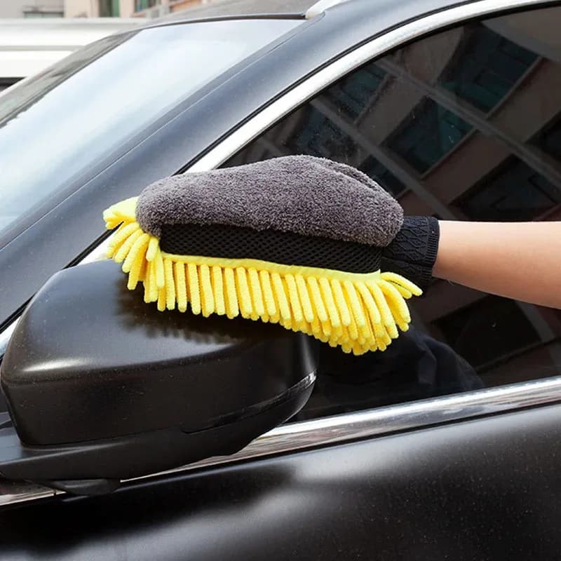 Guanti in Microfibra Impermeabili per Lavaggio Auto, Spugna in Lana Spessa, Guanto per Pulizia Auto, Spazzola per Ceratura, Cura dell'Auto, Guanto Doppio Lato