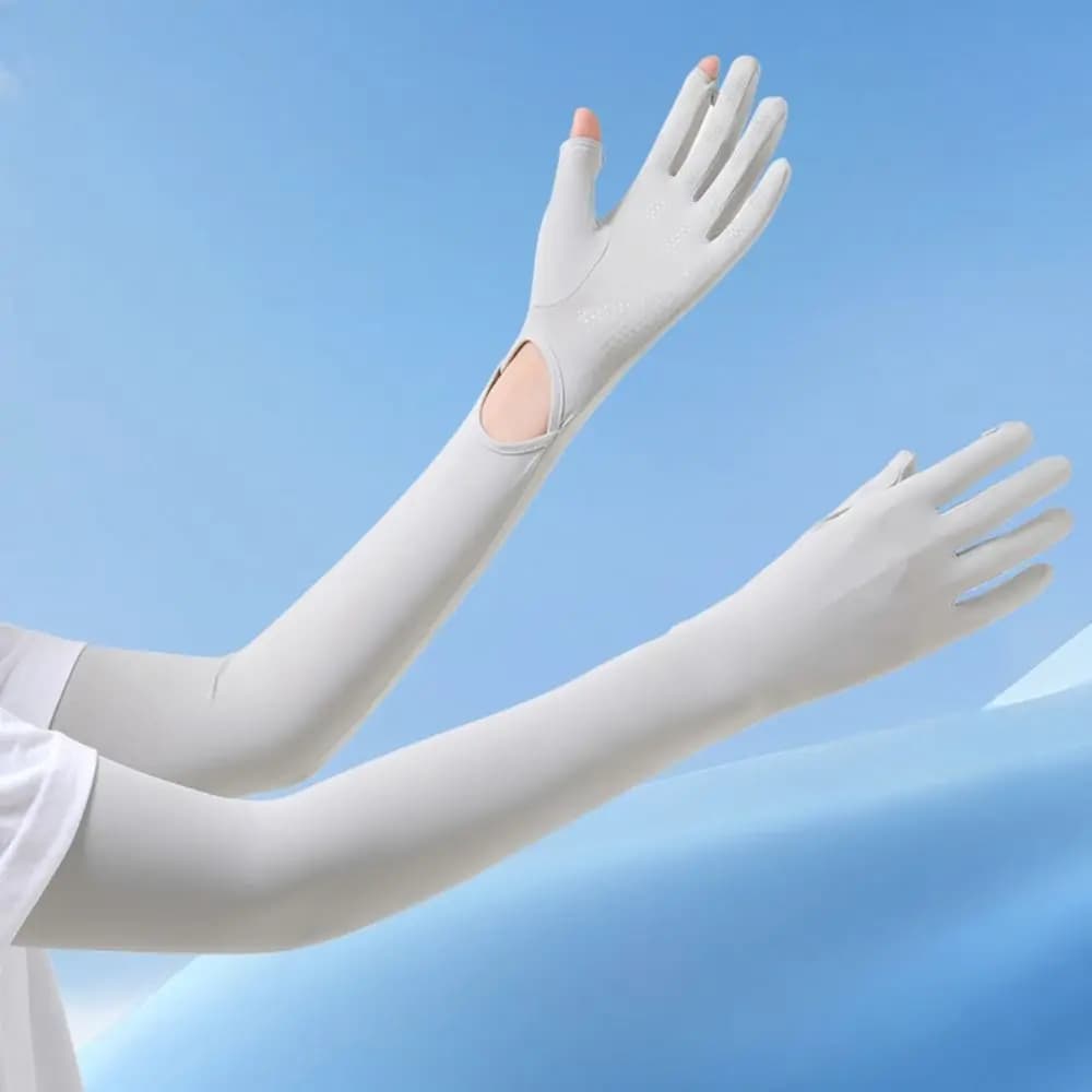 Guanti a manica lunga tinta unita alla moda, antiscivolo, protezione solare, traspiranti, con protezione UV, copribraccio estivo per la guida