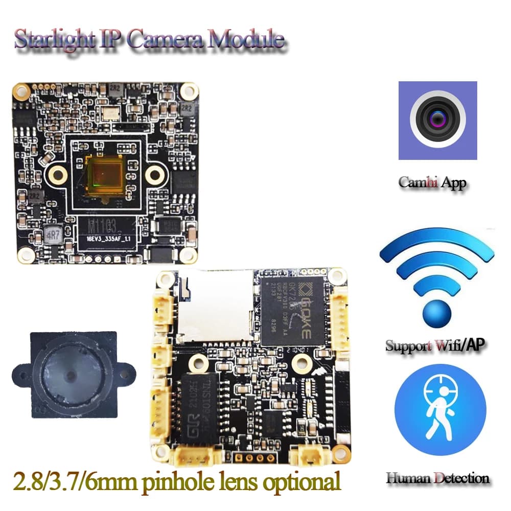 5MP Miniature WiFi Security Camera with Pinhole lens, Compatible with Camhi App, ONVIF, RTSP, Audio, Wireless IP Camera Module
