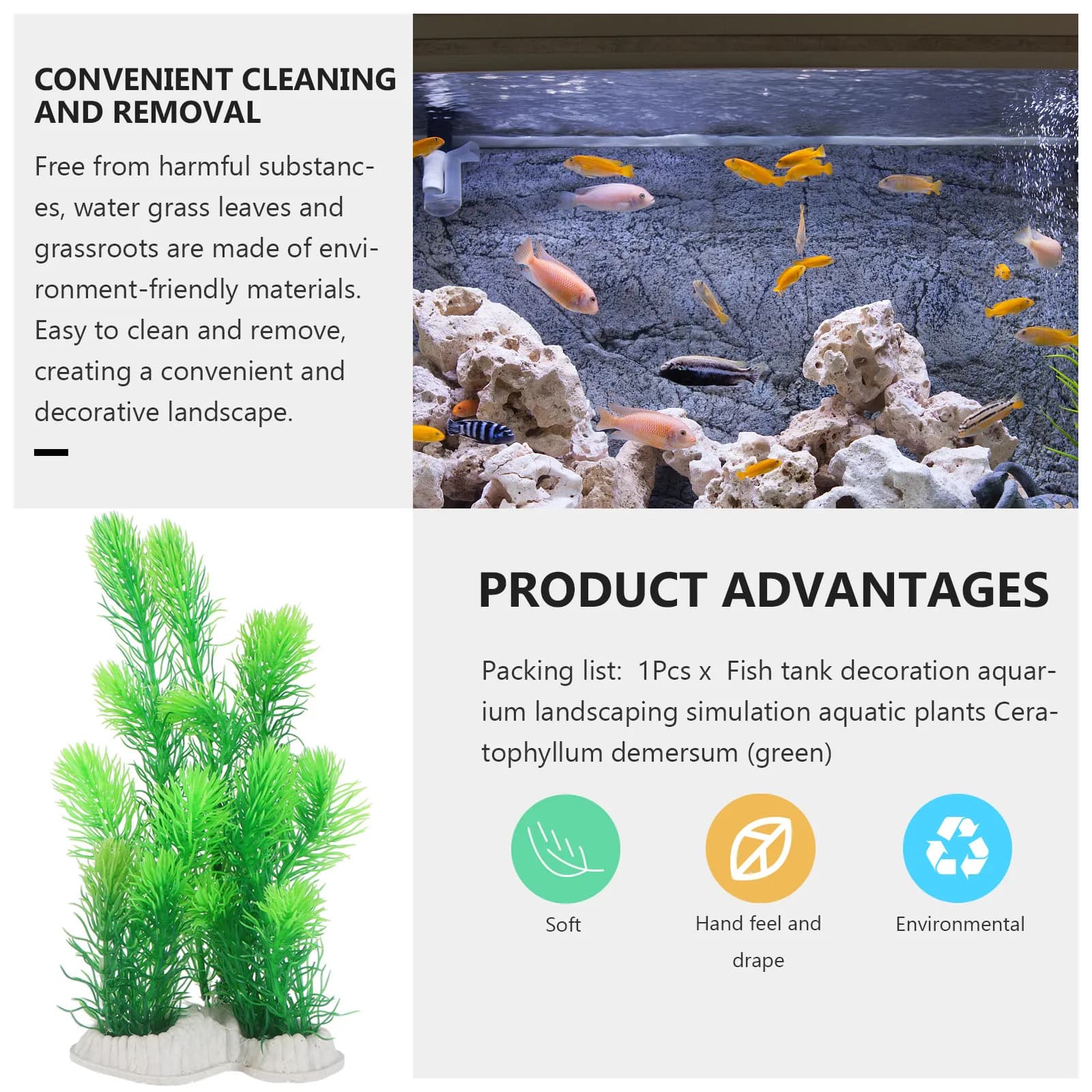 1Pcs Realistic Fish Tank Aquarium Grass Artificial Underwater Water Weed Landscape Water Plants Decoration for Aquarium Supplies