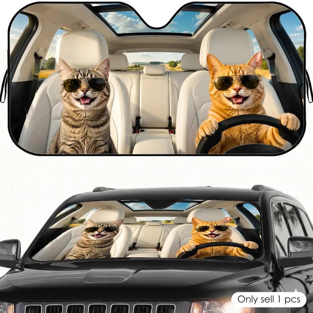Parasole per Auto Cool Cat, Protezione UV Riflettente Pieghevole per Parabrezza, Copertura Isolante dal Calore