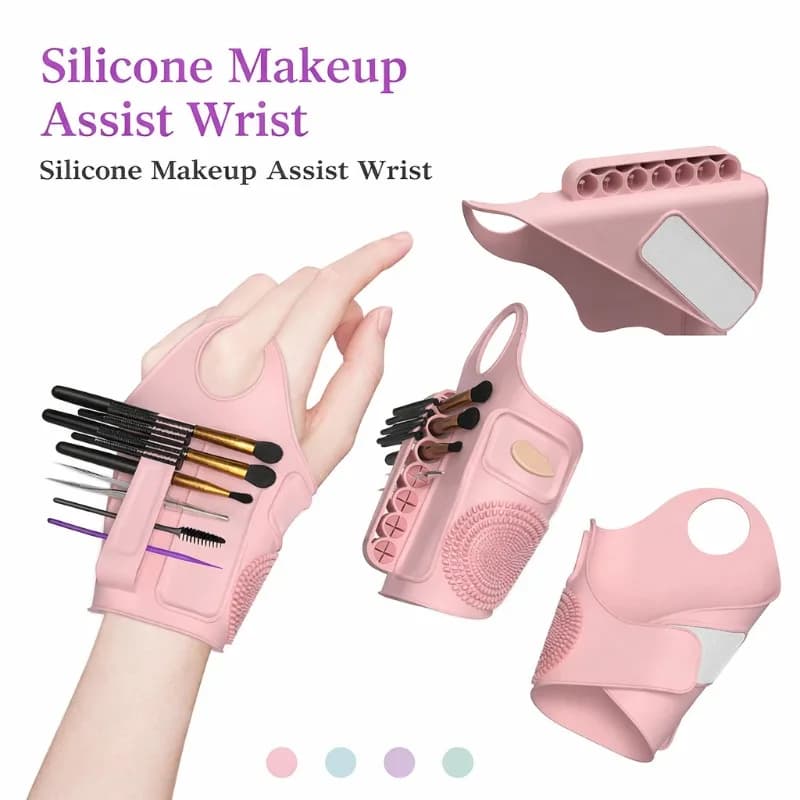 Silicone Makeup Assist Wristband 3 in 1 Cosmetic Organizer Palette Brush Scrubber Portable Makeup Tool Gift for Makeup Artist