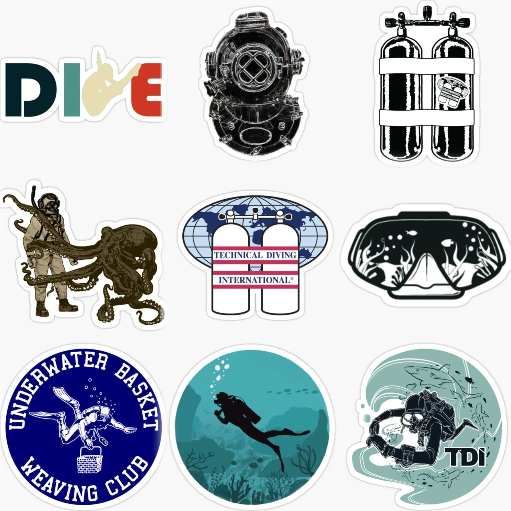 Scuba Diver Diving Flag Waterproof Car Stickers Accessories Customizable Size Van Bicycle Motorcycle Helmet Wall Table Decal
