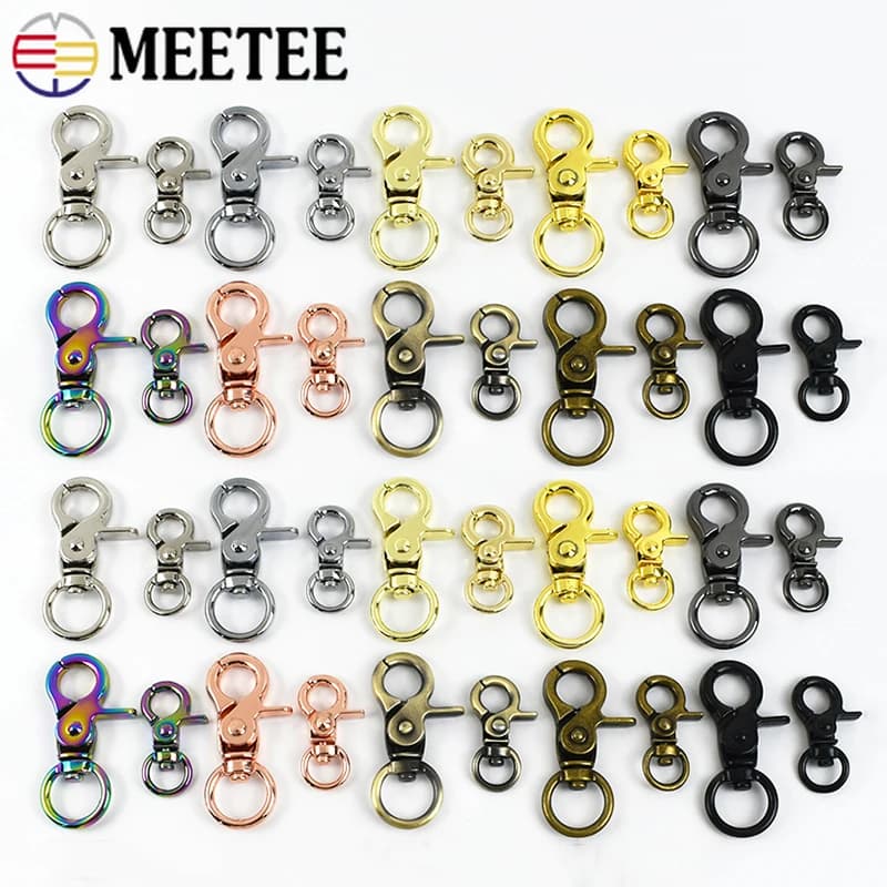 5-20 pezzi 10/13mm portachiavi in metallo con chiusura a moschettone per borsa tracolla per bagagli gancio girevole clip guinzaglio per animali moschettone cintura accessori