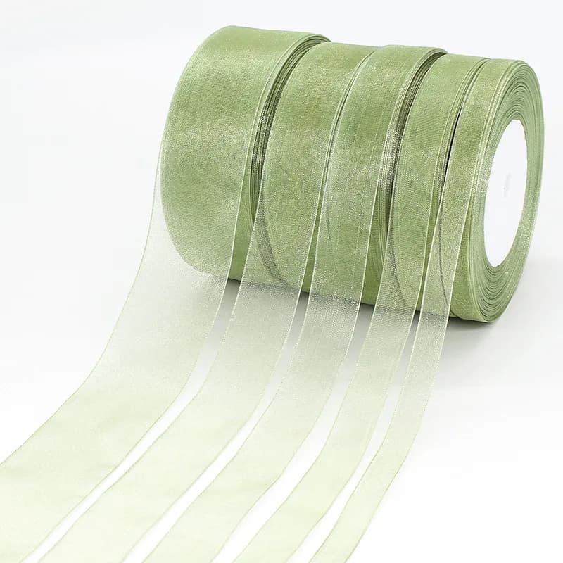45meters/Roll Sheer Chiffon Ribbon Sage Green Organza Ribbons Gift Wrapping Decoration Wedding Bouquets Party Wreath Lace Fabric
