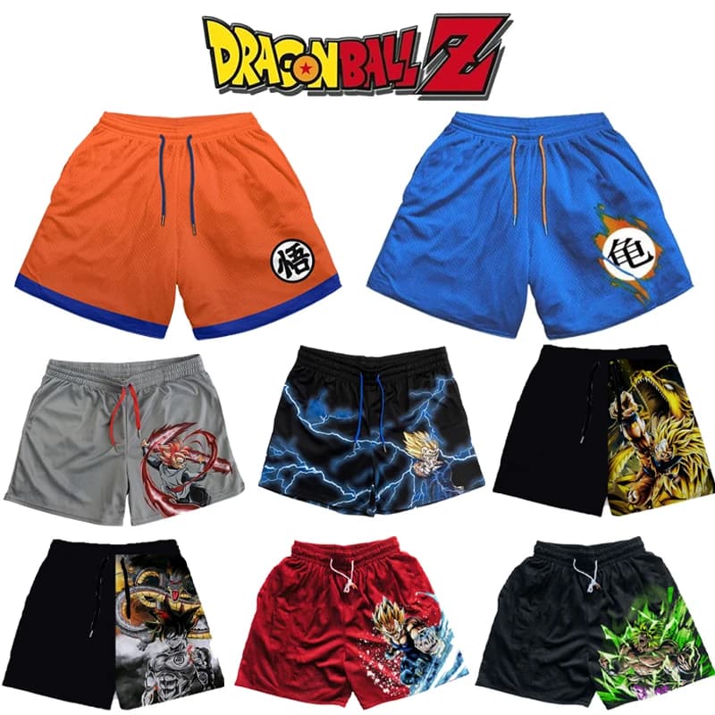 Pantaloncini anime Dragon Ball Uomo Donna Stampe sportive casual Pantaloncini da spiaggia traspiranti Pantaloncini da basket ad asciugatura rapida per fitness estivo