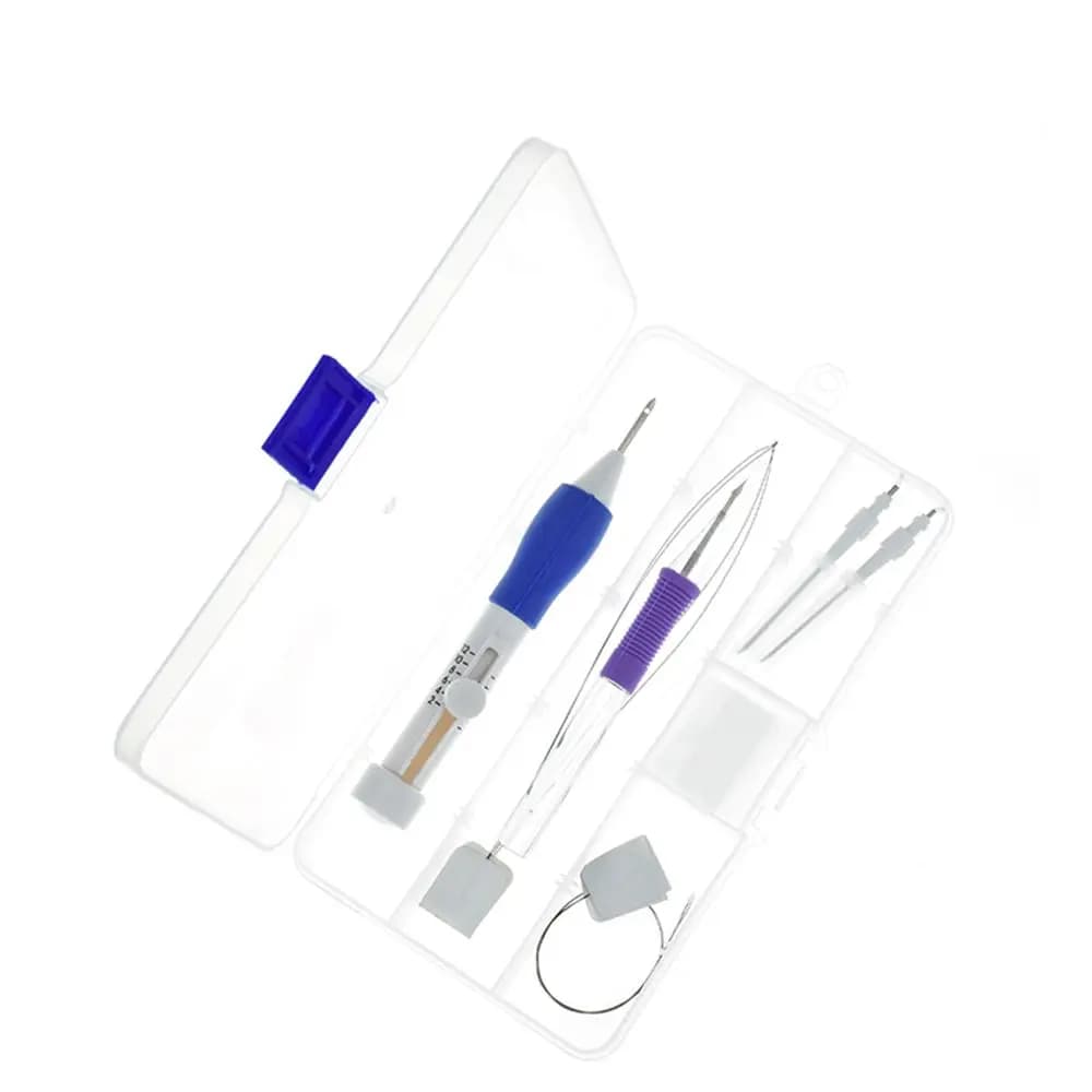Set di 9 Pezzi/Scatola di Penne per Ricamo in Plastica ABS Fai-da-Te, Ago per Punch Needle, Lavoro a Maglia e Cucito