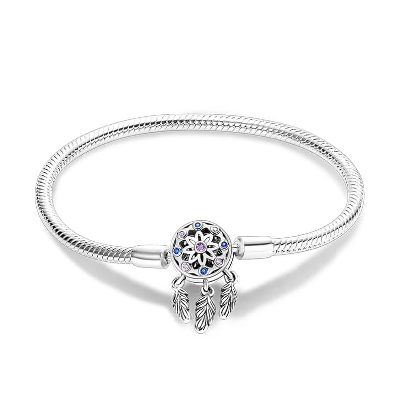 Luxury 925 Sterling Silver Dreamcatcher Snake Bone Chain Bracelet Fit DIY Charms Bead Fine Anniversary Jewelry Gift