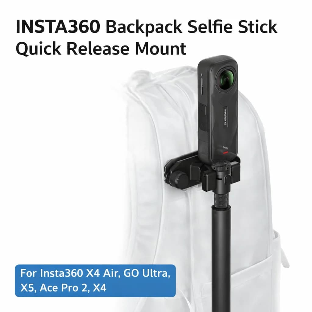 Supporto Rapido per Selfie Stick da Zaino Insta360, Design Girevole con Blocco a Manopola per Cinghia o Cintura, X4 Air X5 Ace Pro 2