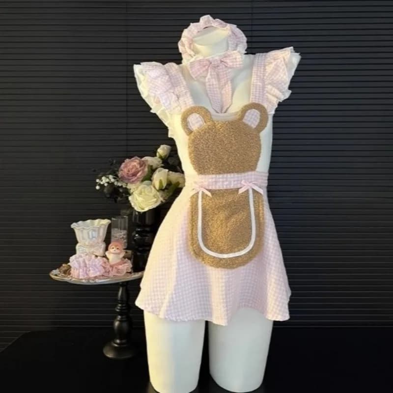 Abito da orso giapponese Kawaii Costume cosplay per ragazza da piccolo cuoco Abito da cameriera dolce sexy con calzini per donna Abito da gioco di ruolo carino