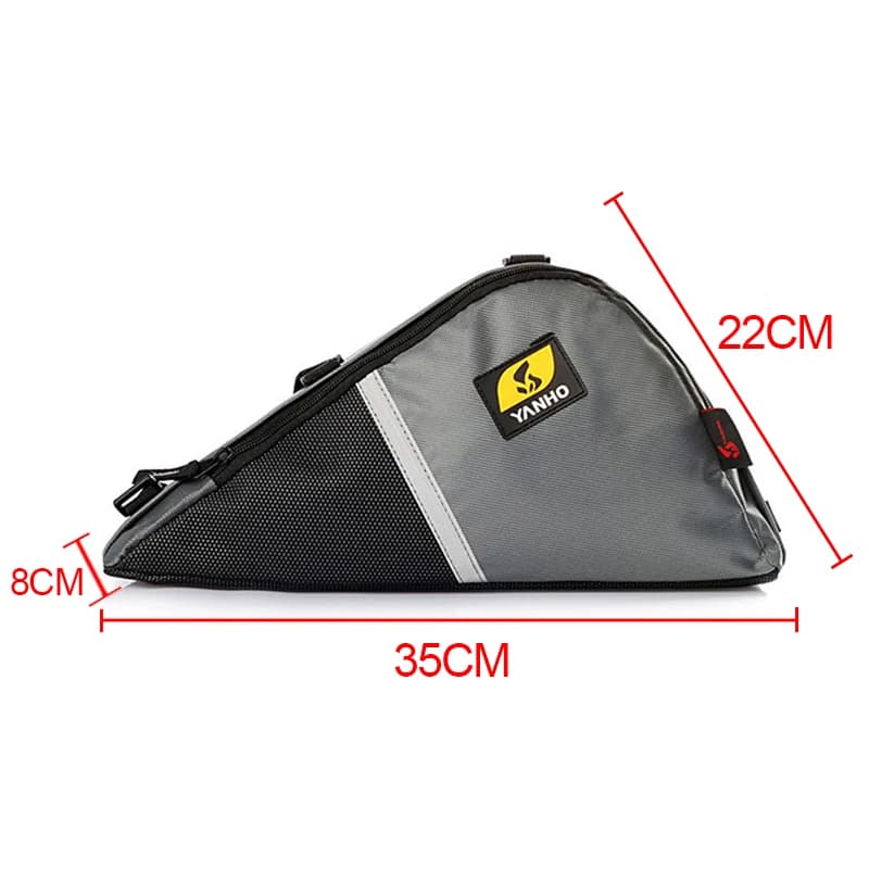 YANHO Borsa da bicicletta resistente all'acqua Borsa da bici Telaio Tubo anteriore Tessuto Oxford Borsa da ciclismo con cerniera per bici con spugna ammortizzante
