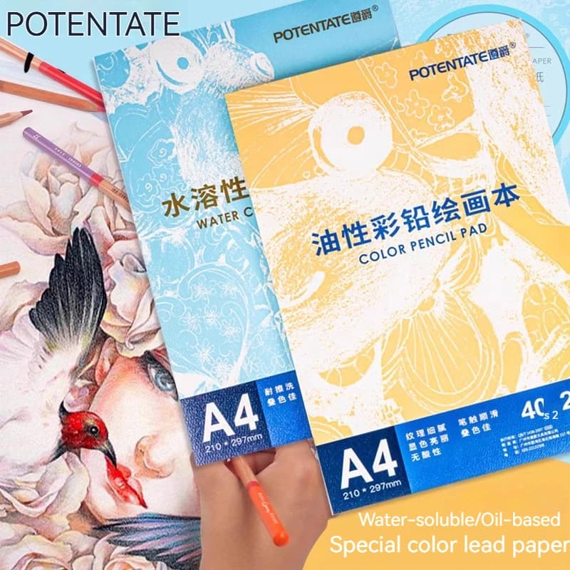 Potentate Colored Pencil Book 200g Thick Paper Sketchbook A3 A4 A5 Water-soluble/Oil-based Artist Drawing Sketch Paper 40 Sheets