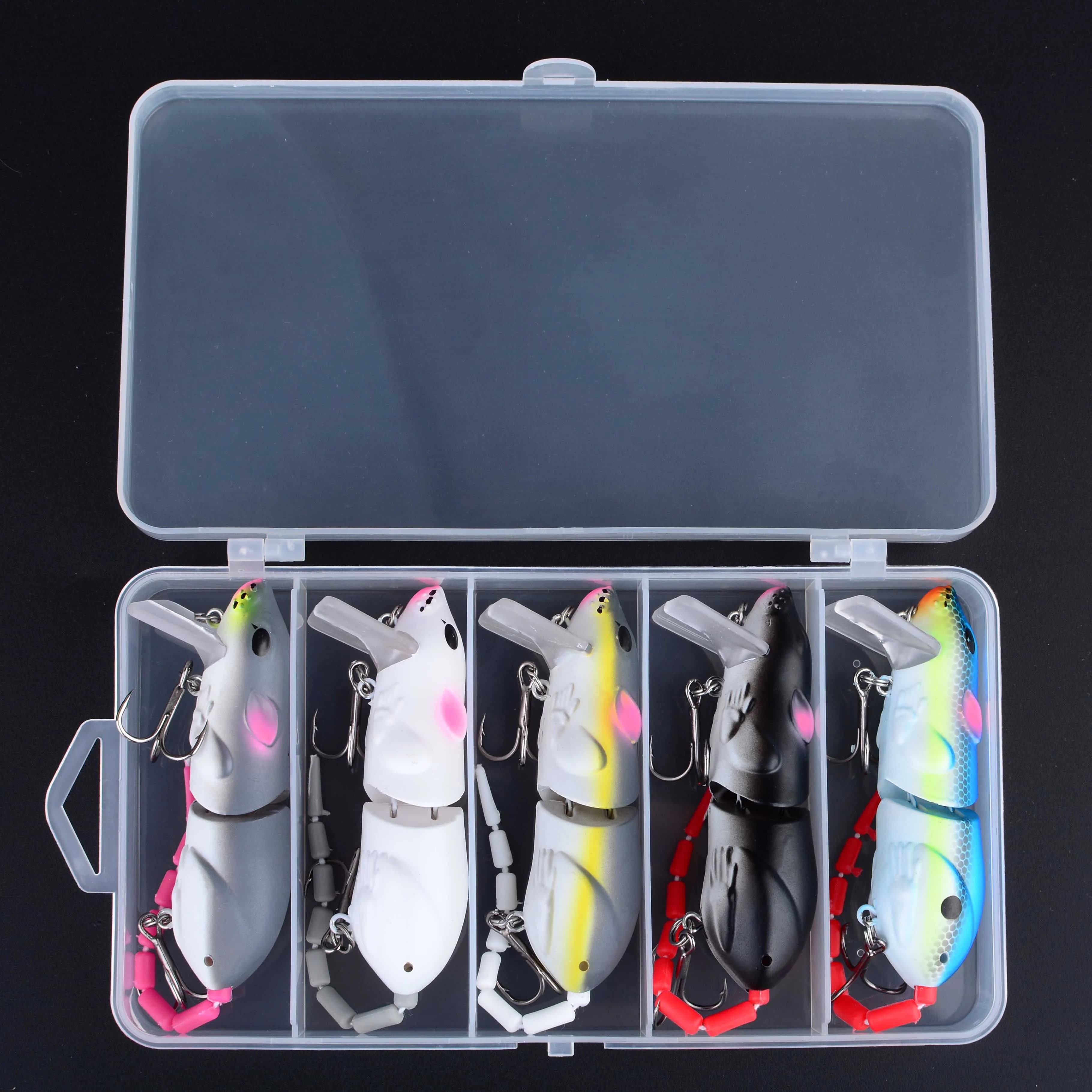 5 Pz/scatola Mouse Artificial Plastic Rich Mouse Fishing Recall Swimbait Rat Pike Bass Minnow Floating bait Fishing Equipment Accessories