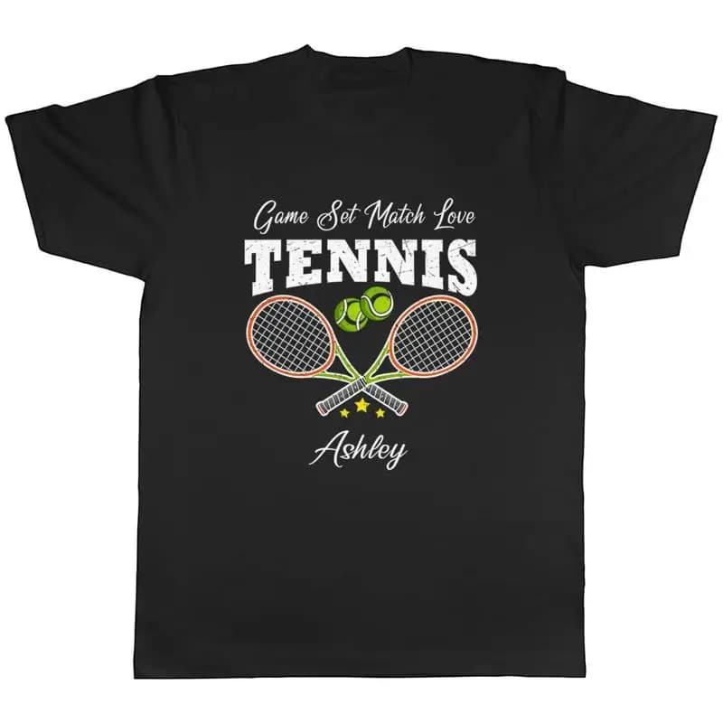 Personalized tennis t-shirt Match Love Sports Game Set Men's Gift T-shirt for Racket