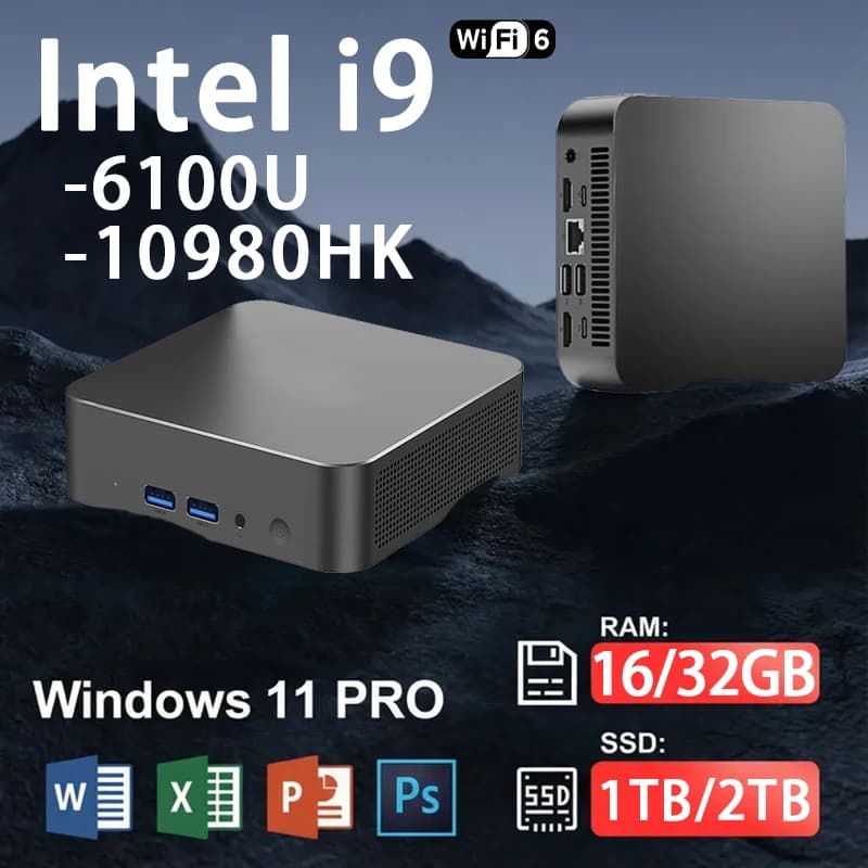 Mini PC Windows 11 Intel Core i9 10980HK Core i3 6100U Computer Desktop 16GB 32GB DDR4 1TB/2TB SSD PC Portatile da Ufficio e Gaming 4K HD