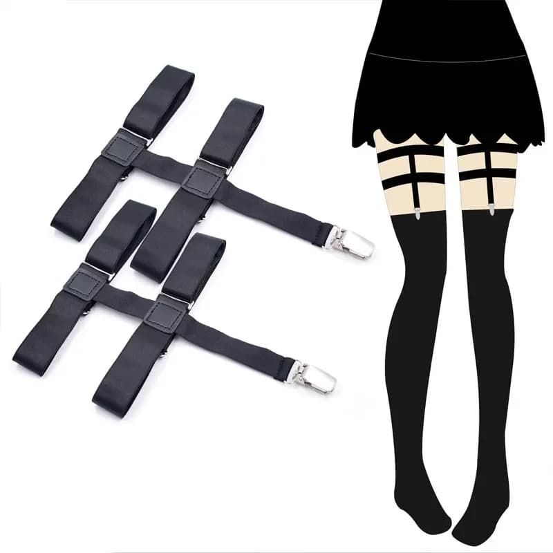 Calze di seta da donna con giarrettiera alta, reggicalze antiscivolo, cintura elastica, bretelle regolabili con clip in metallo