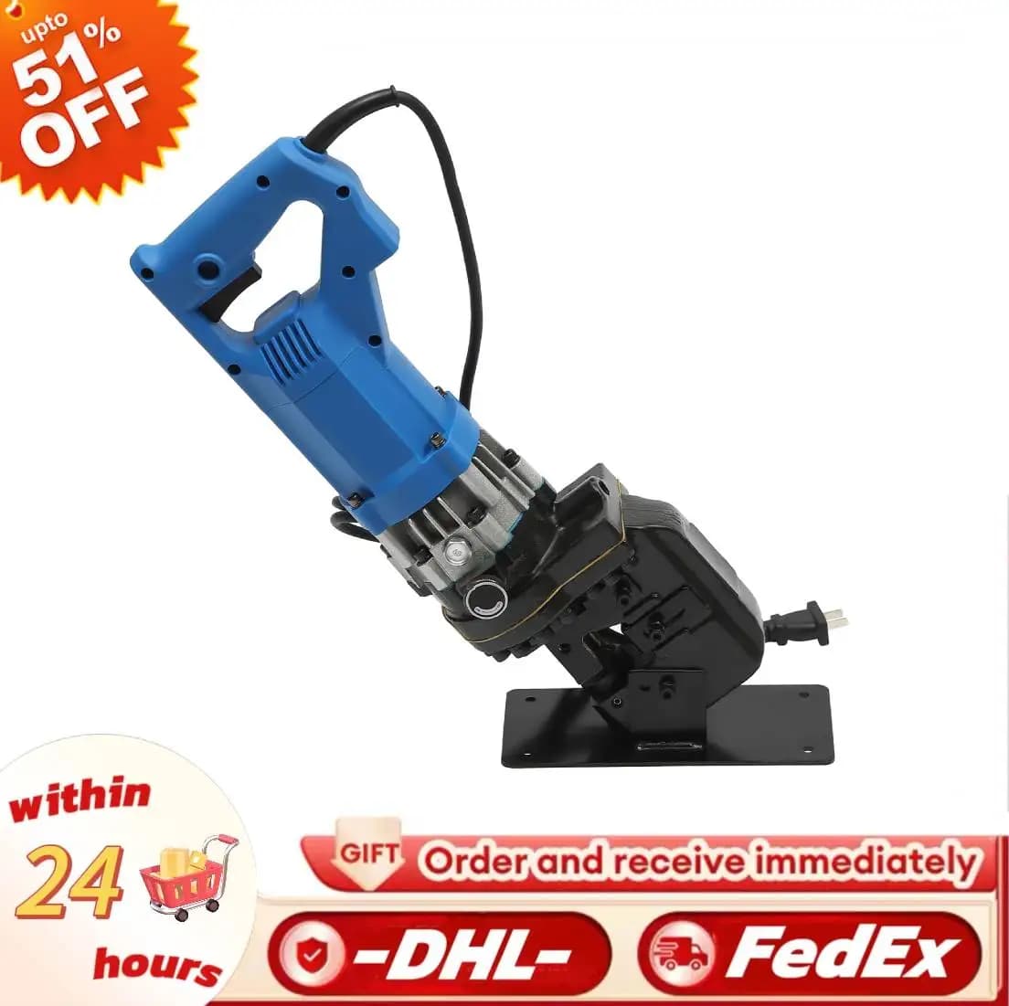 Perforatrice idraulica elettrica, punzonatrice da 1600 W Punzonatrice per metallo 110 V 5 set di matrici per ferro, rame, piastra in alluminio, acciaio angolare