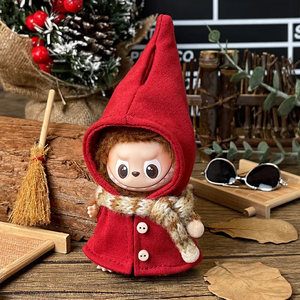Per Mini Labubu 4.0 Pin For Love Wizard Mantello Sciarpa Set Vestiti sostituibili Accessori di abbigliamento per bambole carine Regali di Natale
