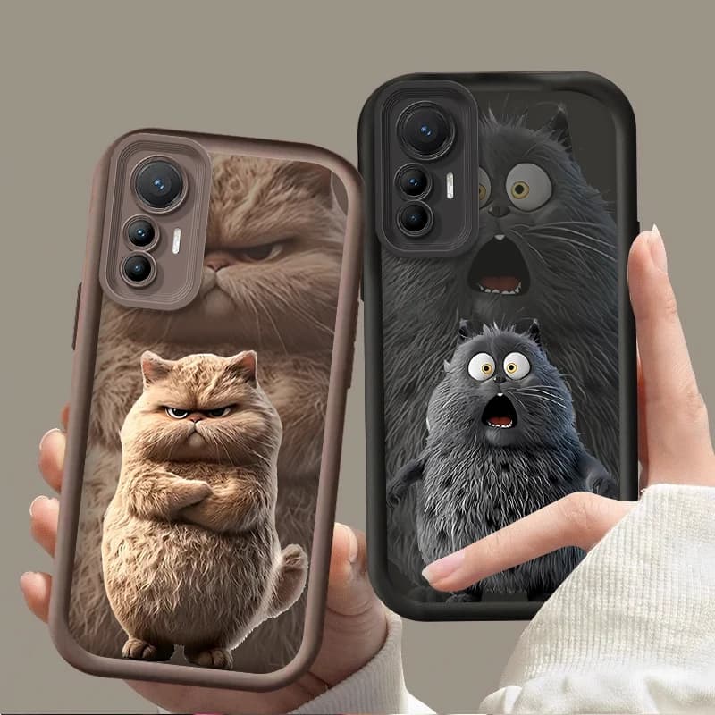 Custodia paffuta gatto marrone nero per Xiaomi Poco X7 X6 X5 X3 NFC F7 F6 F5 F3 M7 M6 Pro 4G 5G Mi 12 11 Lite NE 5G 13T 12T 11T 14T Pro