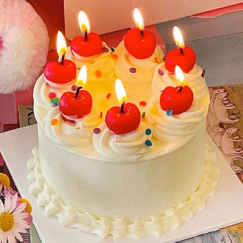 Candela per torta di compleanno alla ciliegia Candela alla frutta alla ciliegia Candela carina per ragazza rosa Candela creativa per cartoni animati per bambini