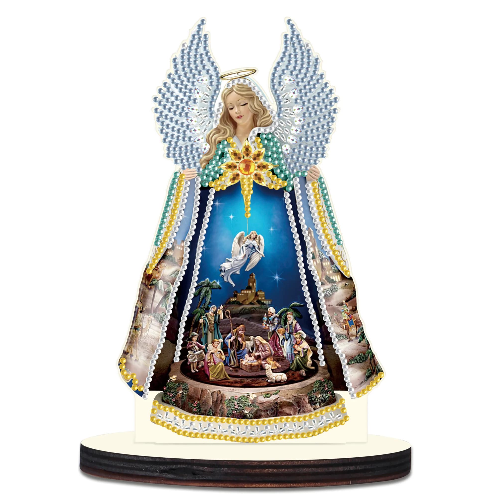 Kit di ornamenti per pittura artistica con diamanti per adulti, angelo di Natale, cristallo, forma speciale, ornamenti con diamanti, decorazioni da tavolo per la casa