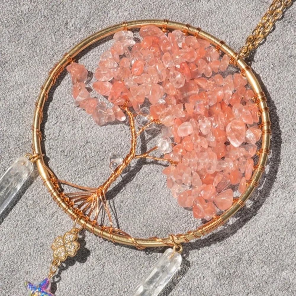 Lucky Crystal Stone Dream Catcher Boho natural Crystal Suncatcher creative romantic Rainbow Dreamcatcher Home Decoration