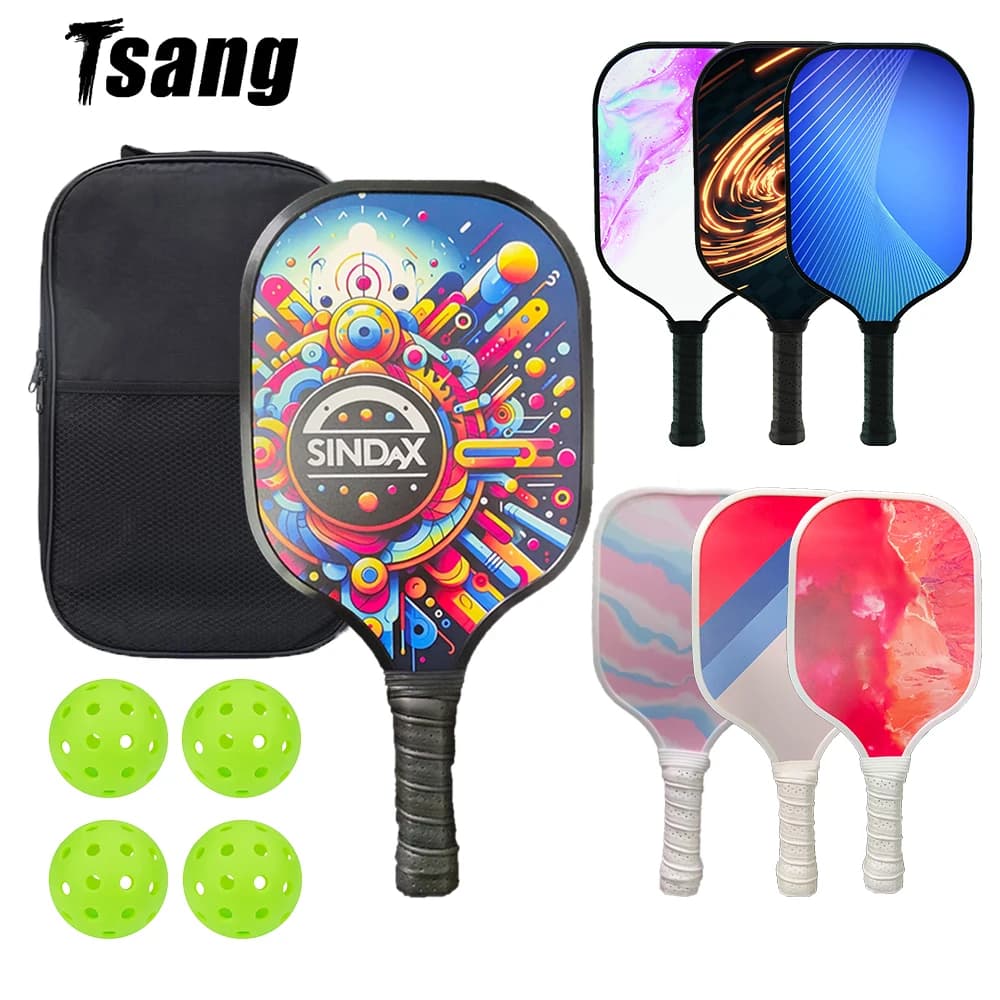 Set di pagaie per Pickleball superficie in fibra di vetro impugnatura antiscivolo durevole leggero accessorio sportivo per Tennis Pop trazione e stabilità