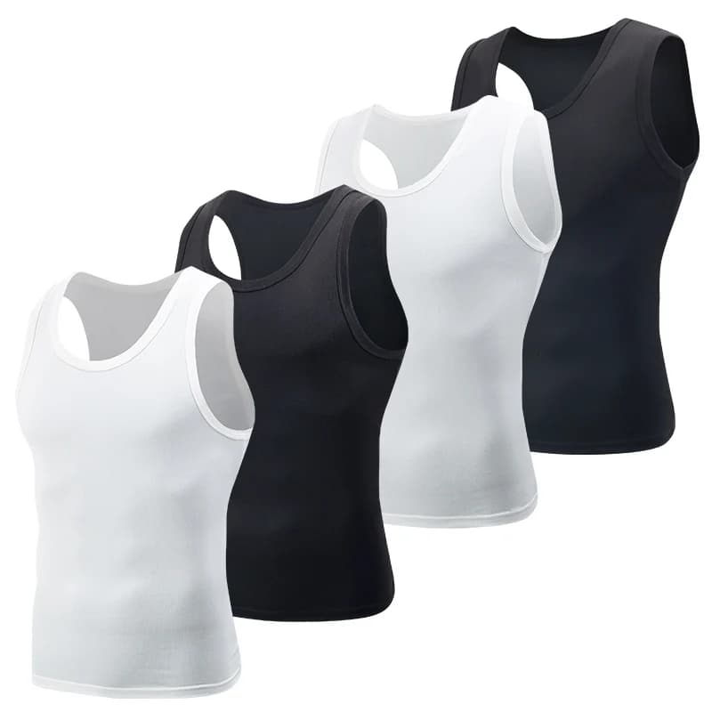 1/3Pcs Men's narrow shoulders and wide shoulders a variety of choices vest black and white classic color men's fitness running T
