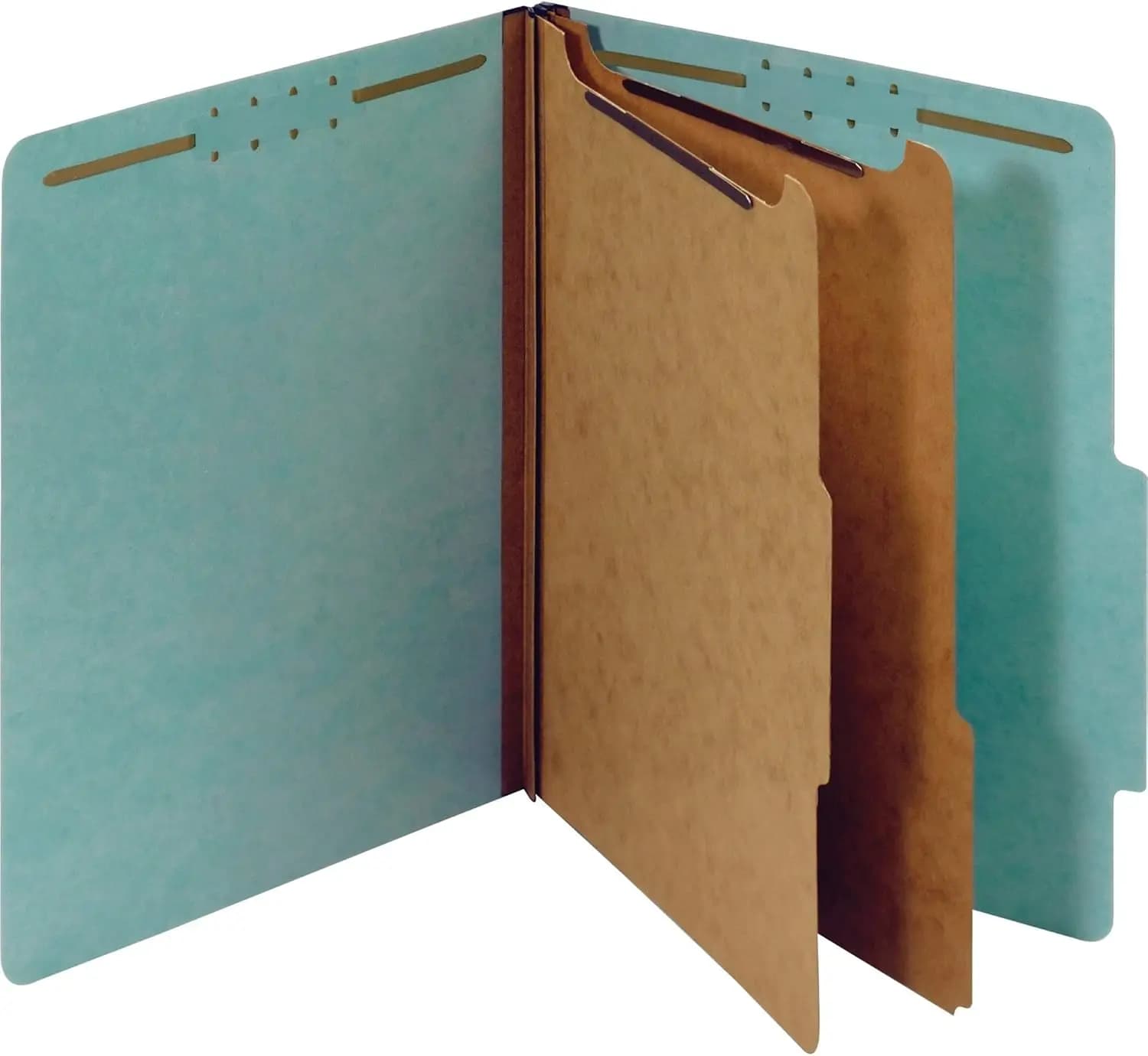 Cartelle portadocumenti riciclate con divisori, chiusure da 2 pollici, formato Letter, azzurro, confezione da 10