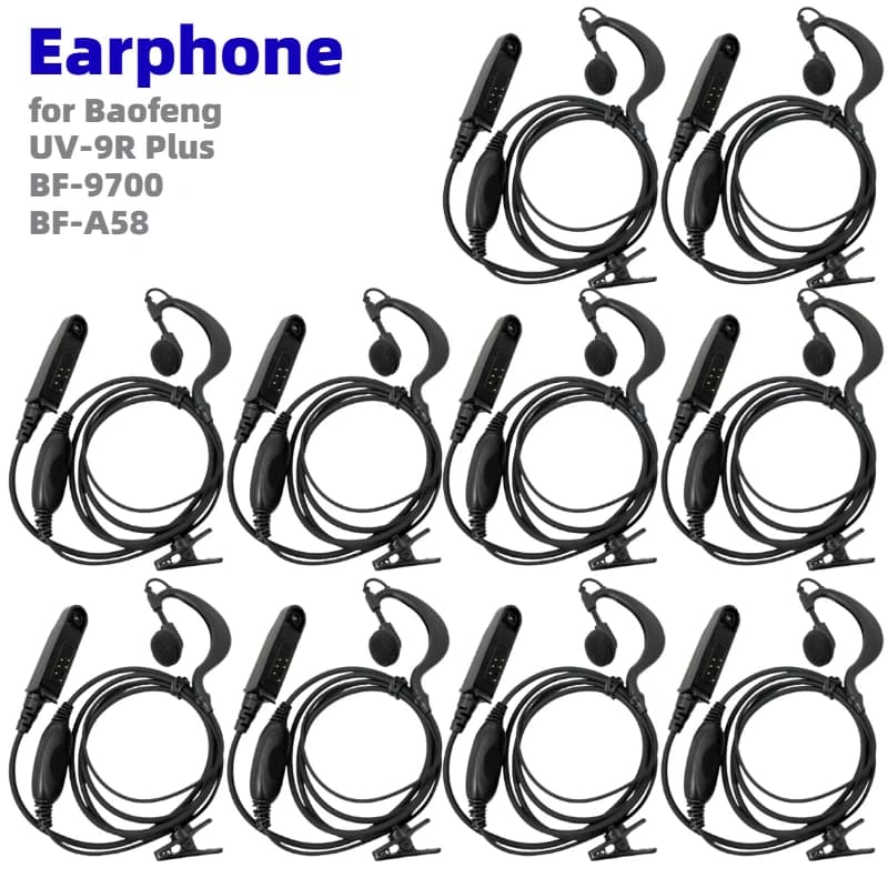 10 Pezzi Auricolari con Microfono per Baofeng UV9R, Compatibili con UV-9R Plus BF-9700 BF-T57 BF-A58, Accessori per Radio Bidirezionale