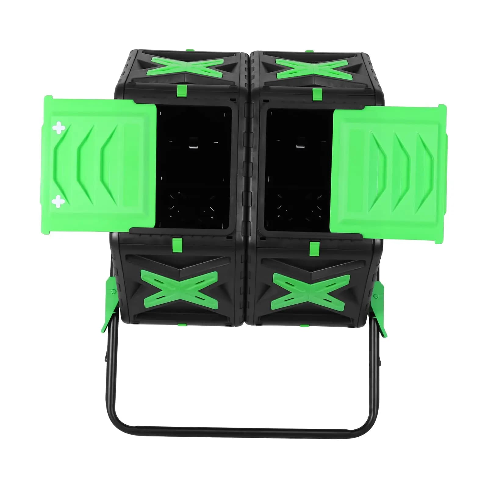 140L Dual Chamber Compost Bin Tumbler Outdoor with Sliding Door