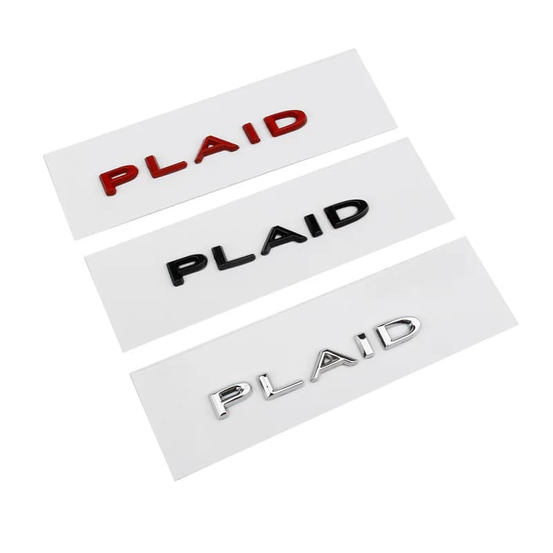 Plaid Logo Stickers for Tesla Model 3 S X Y ABS Zinc Alloy Decals PLAID Badge Version Performance Trunk Emblem Car Decoration