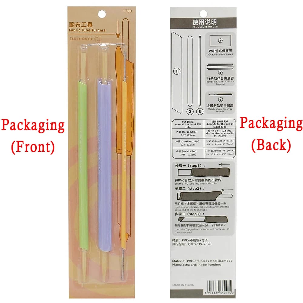 3 PCS Quick Turn Fabric Set Assorted Sizes Tube Turner For Sewing DIY Tools