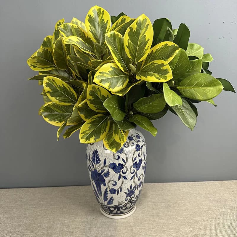 4pcs Artificial Plants Plastic Golden Banyan Leaves Home Decorative Fake Flower Simulated Banyans Branches Garden Decoration