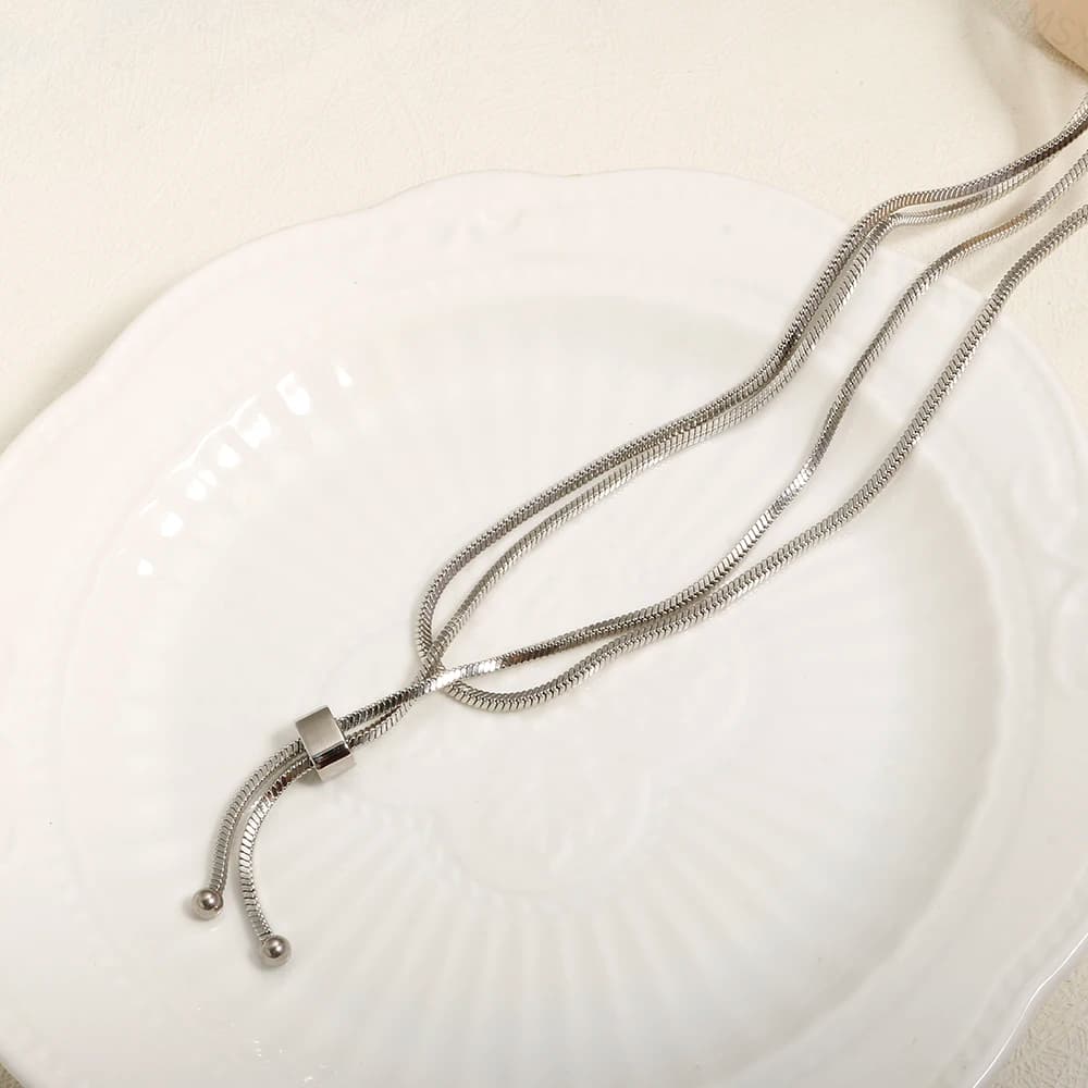 Gioielli di moda Hiphop in acciaio inossidabile Coppia estraibile Collana Accessori Minimalista Lunga catena a serpente per uomo Donna