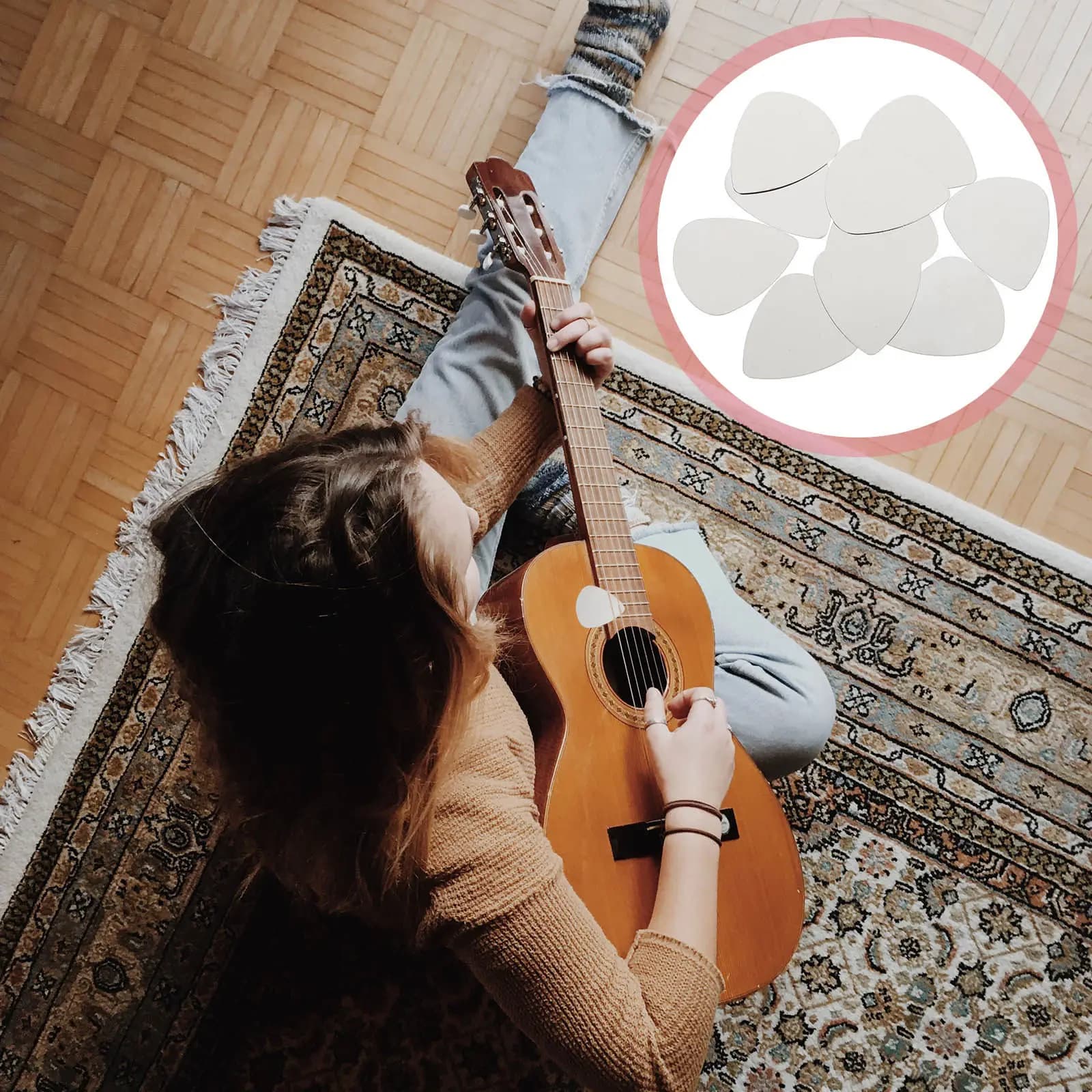 10 Pezzi Plettri per Chitarra in Acciaio Inossidabile, Resistenti all'Usura, Suono Forte e Chiaro, Accessori per Chitarra Acustica ed Elettrica, Portatili