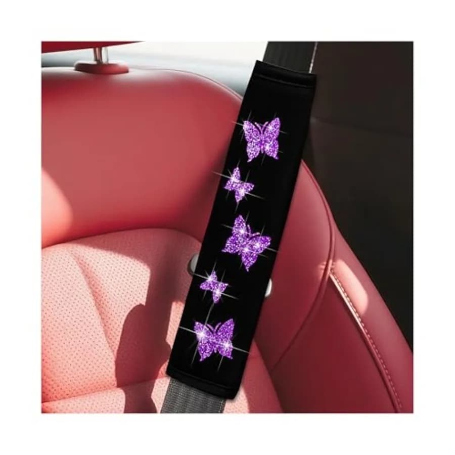2PCS Car Seat Belt Covers, Polyester Fiber Vehicle Seatbelt Cushion Pad Protector, Automotive Safe Strap Cover Pad Help Protect