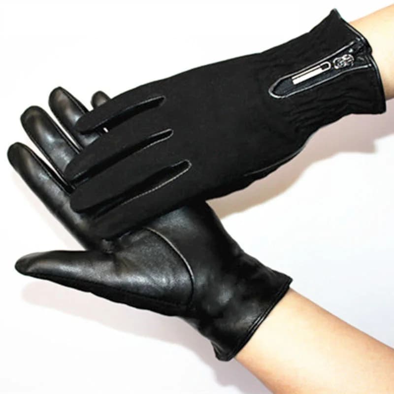 Guanti da equitazione in pelle di montone con cerniera in pelle scamosciata da donna autunno e inverno caldi nuovi guanti da moto Touch Screen