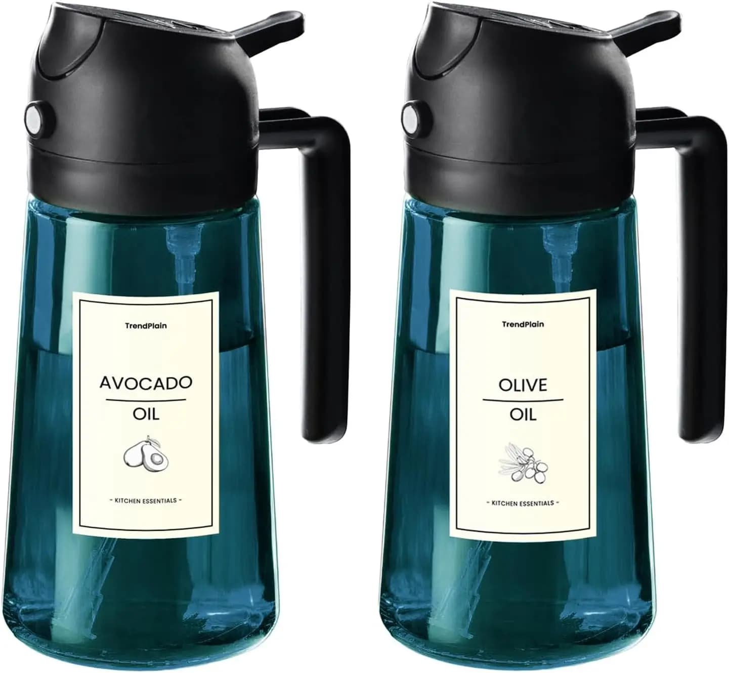 16oz Blue Glass Olive Oil Sprinkler - Kitchen Tools 2-in-1 for Kitchen, Air Fryer, Salads, Barbecue