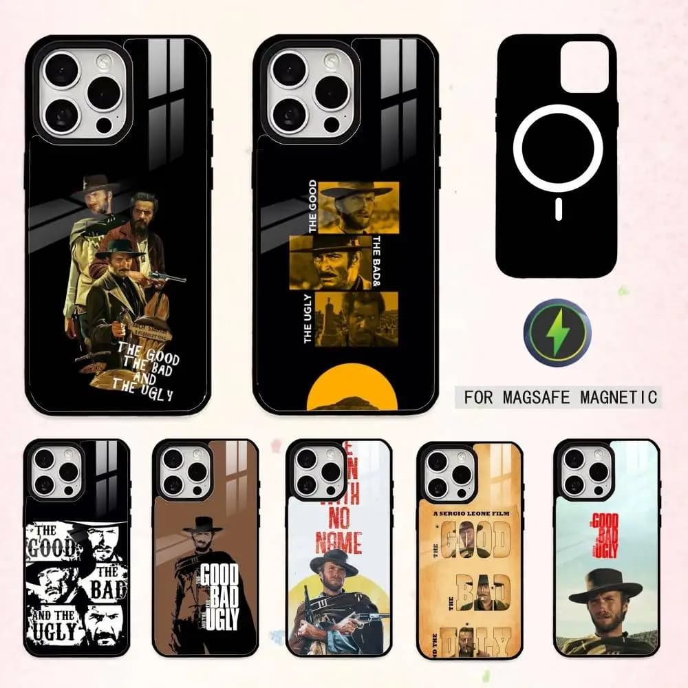 Custodia per telefono MOVIE The Good, the Bad and the Ugly per iPhone 17, 16, 15, 14, 13, 12, 11 Plus, Pro Max, magnetica per ricarica wireless MagSafe