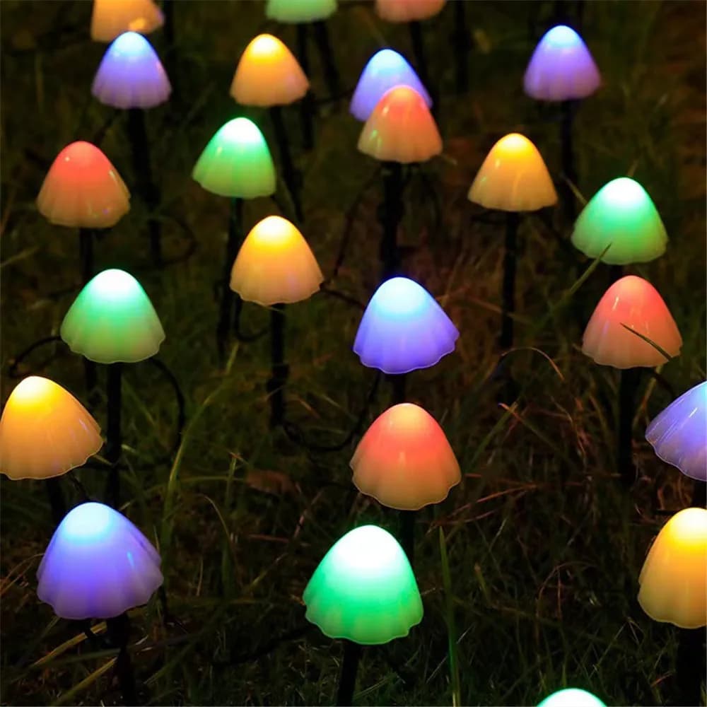 LED Solar String Lights 5m Fairy Path Lawn Landscape Mushroom Lamp for Outdoor Christmas Garden Patio and Street Decoration