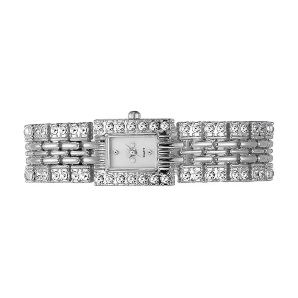 Orologio da Donna con Quadrante Quadrato, Bracciale con Strass, Movimento al Quarzo, Classico ed Elegante