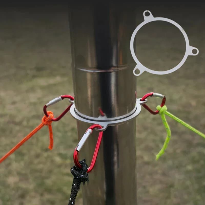 Anti-wind fixing bracket for camping wood stove fireplace with metal ring hose support