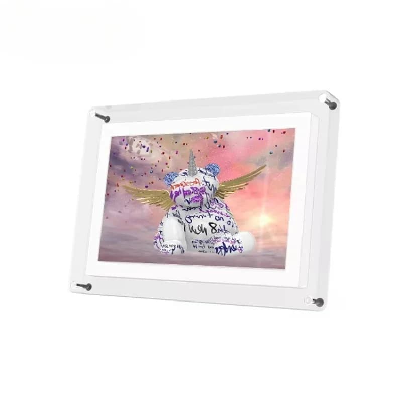 Stampa Full HD Oggetti infiniti Immagine chiara Schermo LCD Display prezzo elettronico 3D Cornice per foto digitale in acrilico da 10,1 pollici