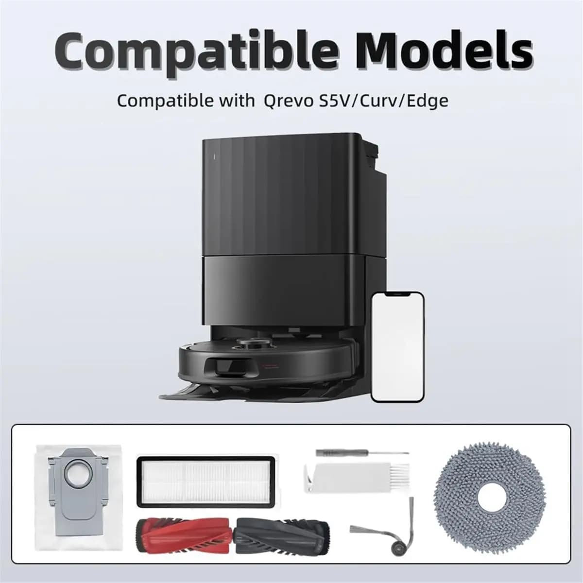 Kit Accessori 24 Pezzi per Robot Aspirapolvere Qrevo S5V/Curv/Edge: Spazzole, Filtri, Panni e Sacchetti