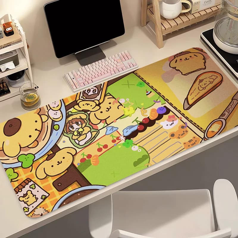 Tappetino per mouse Pompompurin Gamer Desk Mat Computer Sexy Anime Tappetino per mouse in stile cartone animato Tappetino per tastiera Accessori per giochi per laptop Mausepad