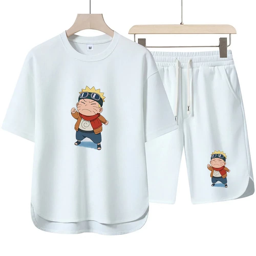 Printed Short-Sleeve T-Shirt & Shorts Set with Naruto from Naruto Path, Stylish and Versatile