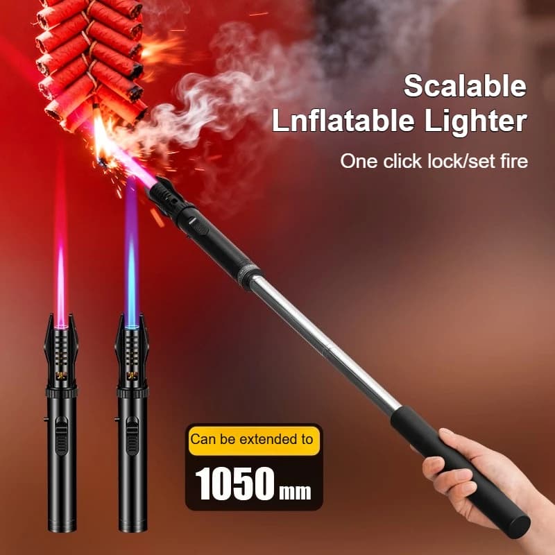 New Outdoor Expandable Inflatable Lighter High Temperature Spitfire Gun Camping Barbecue Moxibustion Expansion Portable Lighter